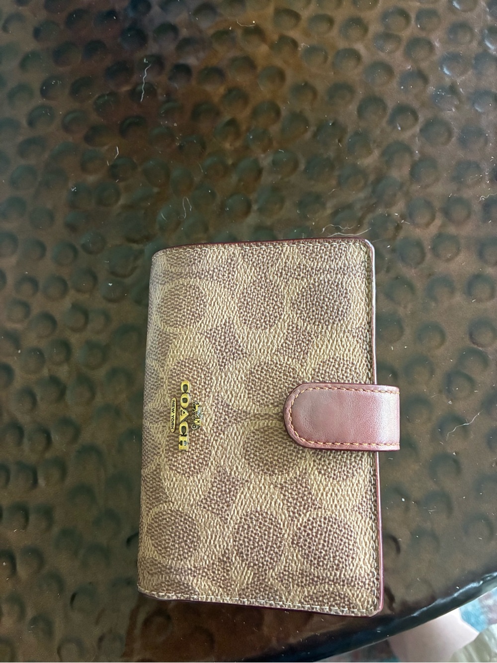 Coach Brown Signature Canvas Phone Wallet Case with Snap